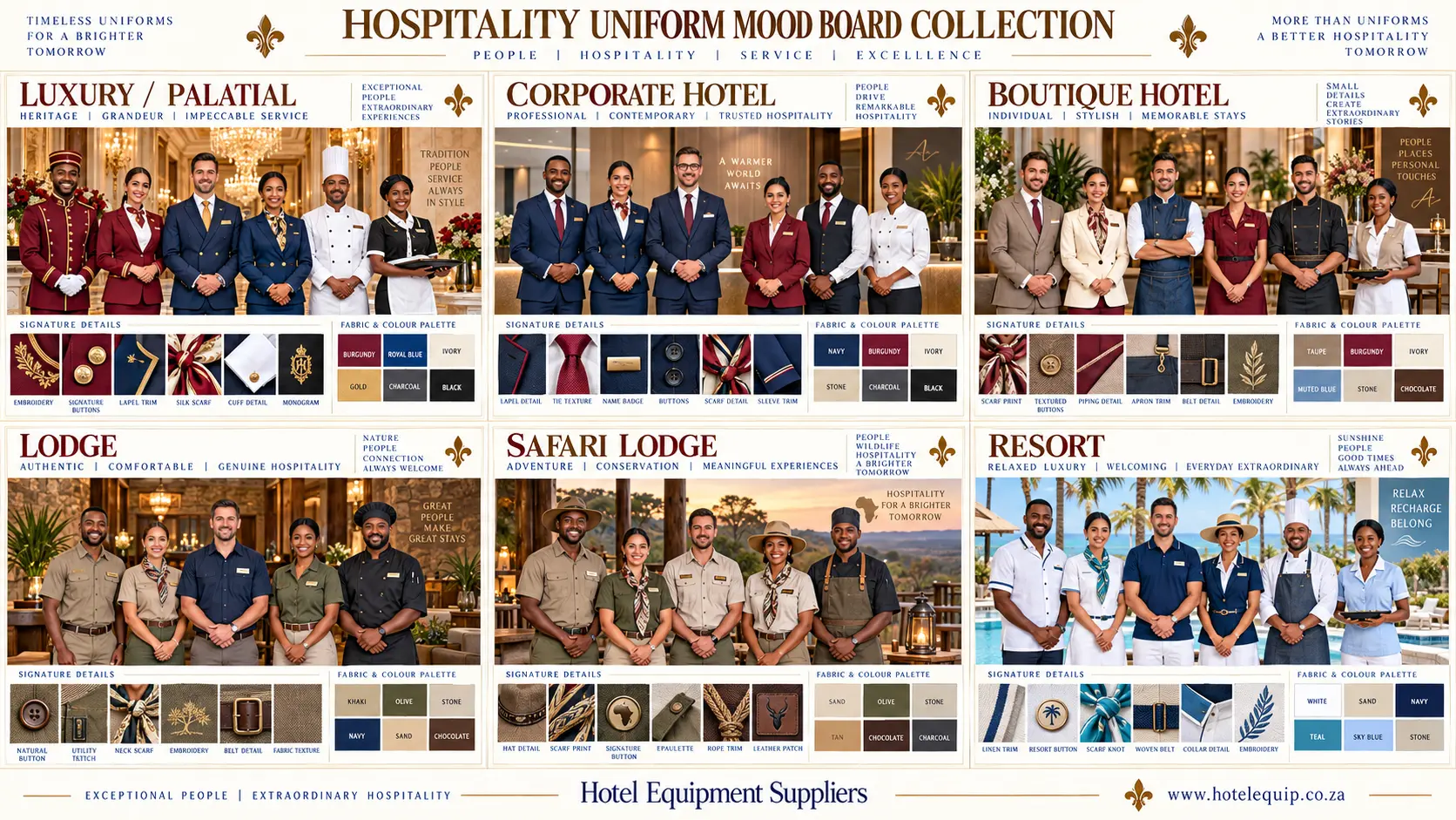 HES hospitality uniform programme mood board collection